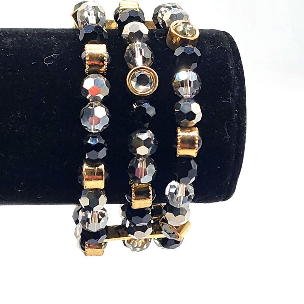 Black & gold triple strand bracelet
